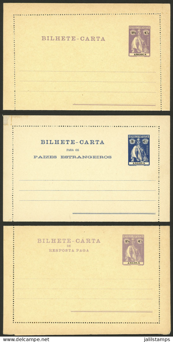 ANGOLA: Lettercards Of 1914: 2½c., 5c. And Couble Card Of 2½+2½c., Unused, Excellent Quality! - Angola