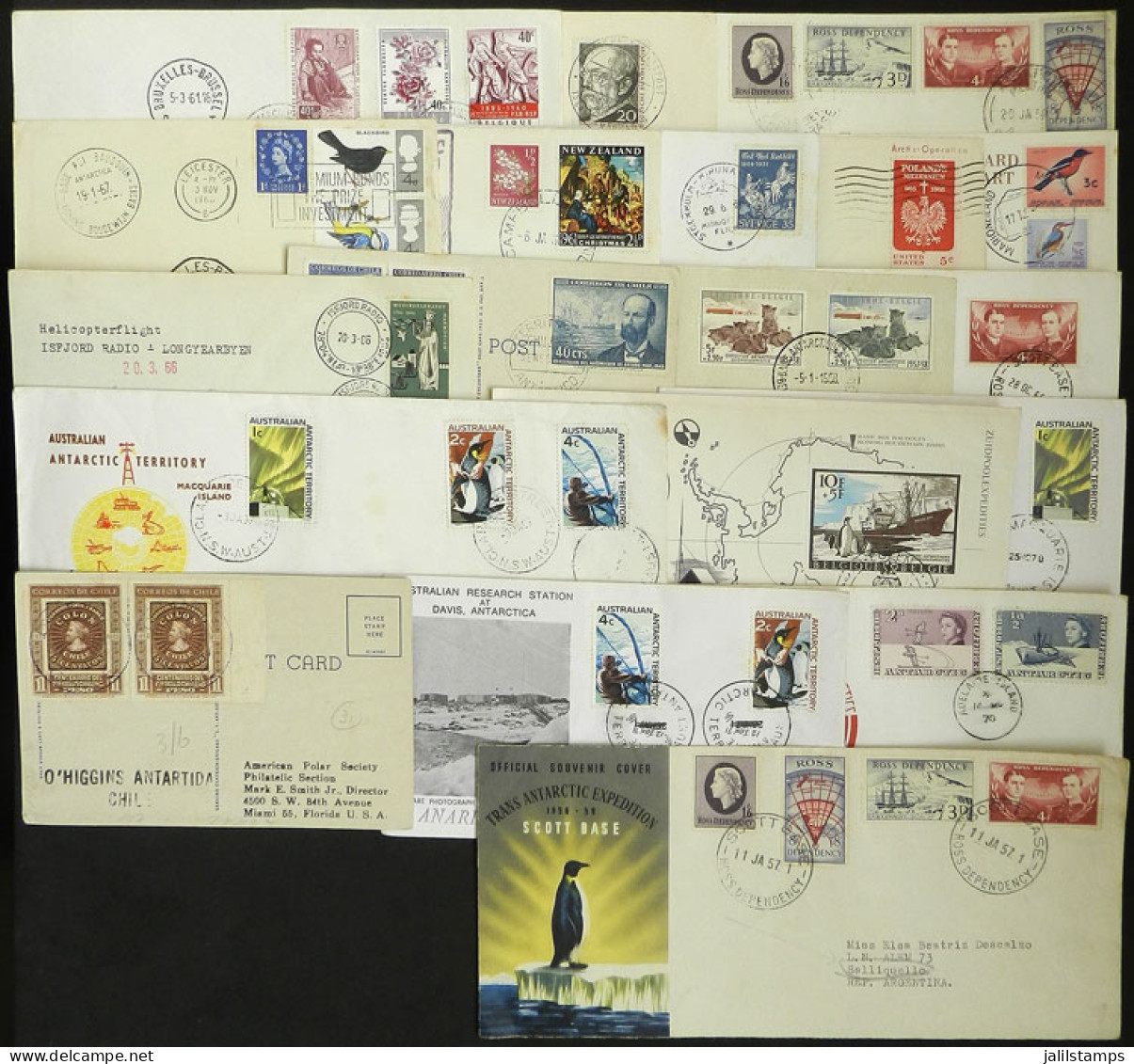 ANTARCTICA + ARCTIC: 19 Covers, Cards Etc. Used Between Circa 1957 And 1971, Cancels Of Varied Countries, Some Very Scar - Otros & Sin Clasificación