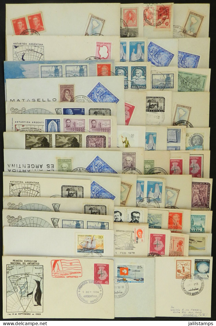 ARGENTINE ANTARCTICA: 48 Covers And Cards With Postmarks Of Varied Antarctic Bases Between The Years 1952 And 1977, Appa - Otros & Sin Clasificación