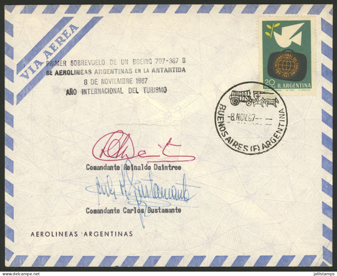 ARGENTINE ANTARCTICA: 8/NO/1967 First Overflight Of A Boeing 707-387 B Of Aerolíneas Argentinas In Antarctica, Cover Wit - Altri & Non Classificati