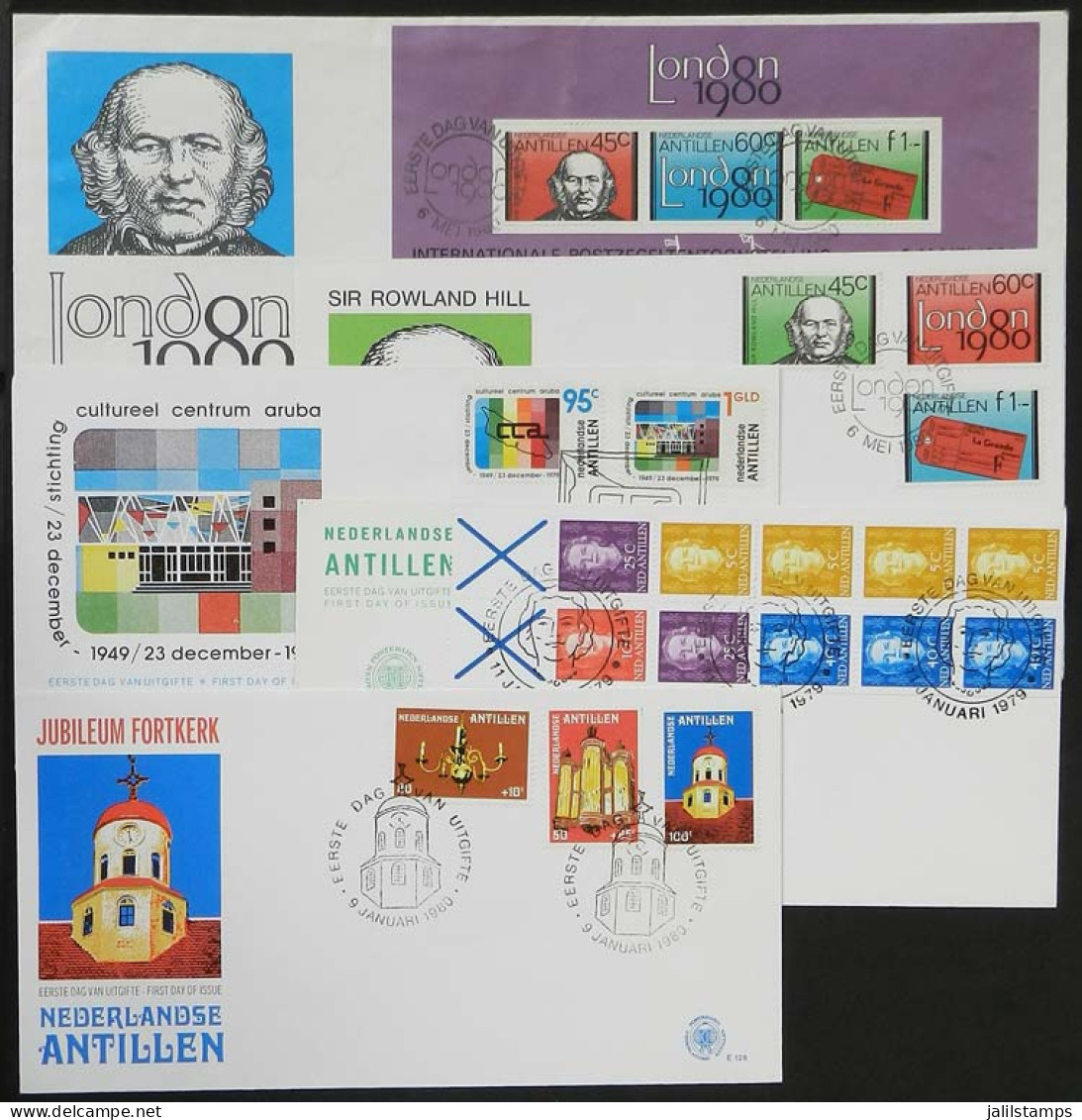 NETHERLANDS ANTILLES: 5 FDC Covers Of Years 1979/80, VF Quality, Very Thematic! - Antillen