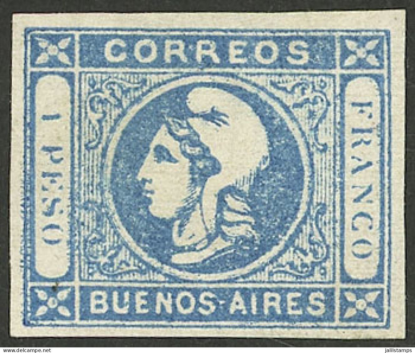 ARGENTINA: GJ.17c, With Variety "1 Without Period", VF" - Buenos Aires (1858-1864)