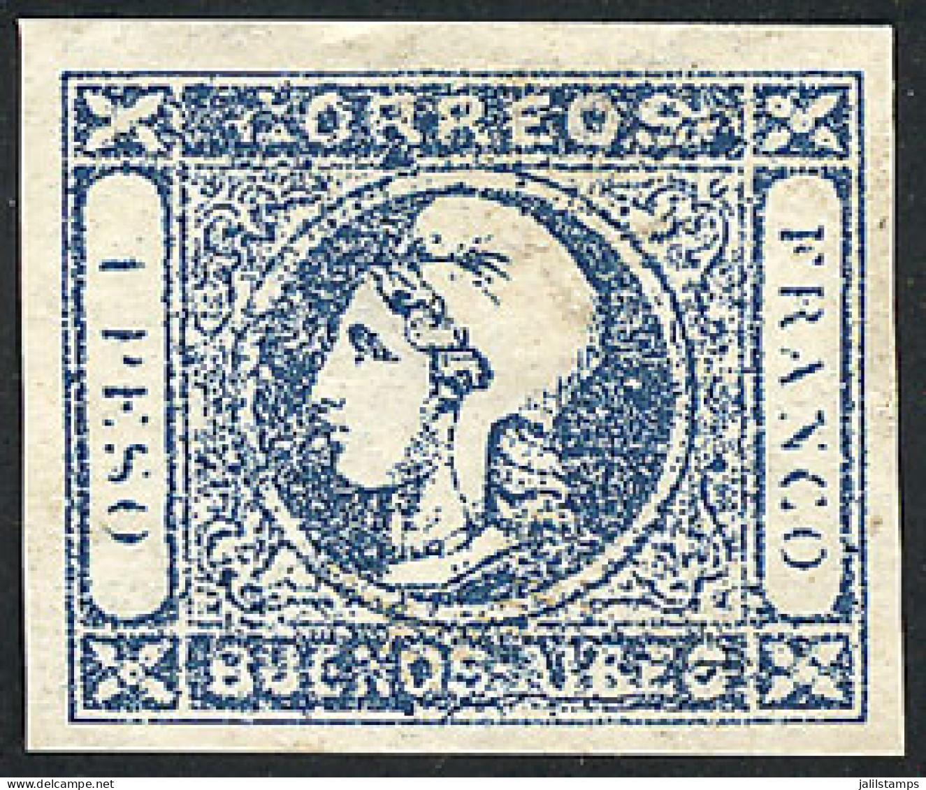 ARGENTINA: GJ.17b, 1P. Blue, Worn Impression, With Variety "1 Without Period", And An Interesting PLATE CRACK At Bottom  - Buenos Aires (1858-1864)