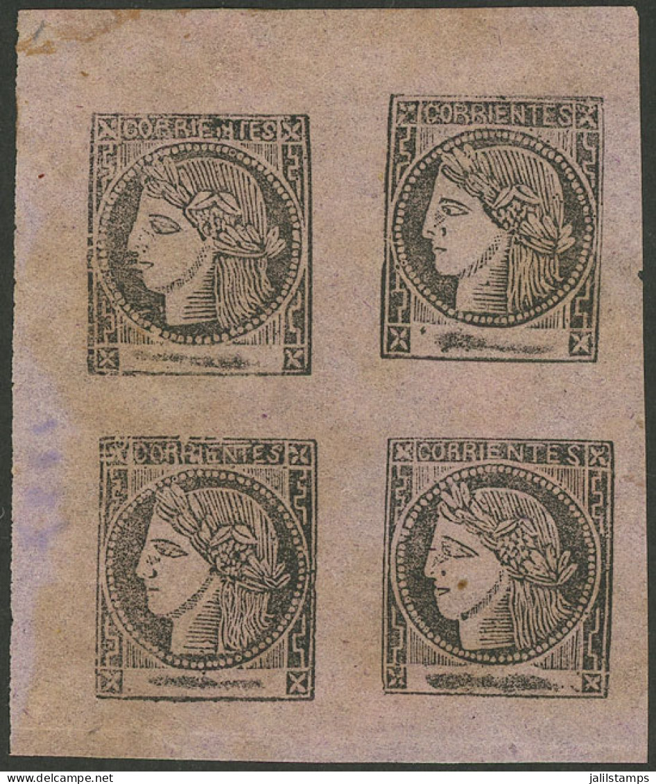 ARGENTINA: GJ.14, Notable Brownish Light Lilac-rose Color Produced By Effect Of The Dark Gum On The Original Dark Lilac- - Corrientes (1856-1880)