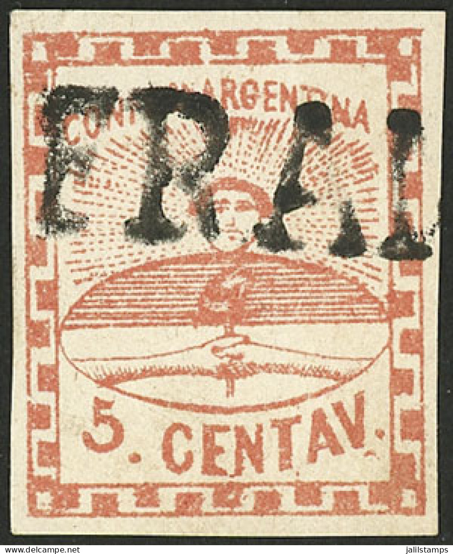 ARGENTINA: GJ.1, 5c. Red With The Rare FRANCA Cancel Of San Juan (+900%), Superb, Signed By Alberto Solari On Back, Low  - Usati