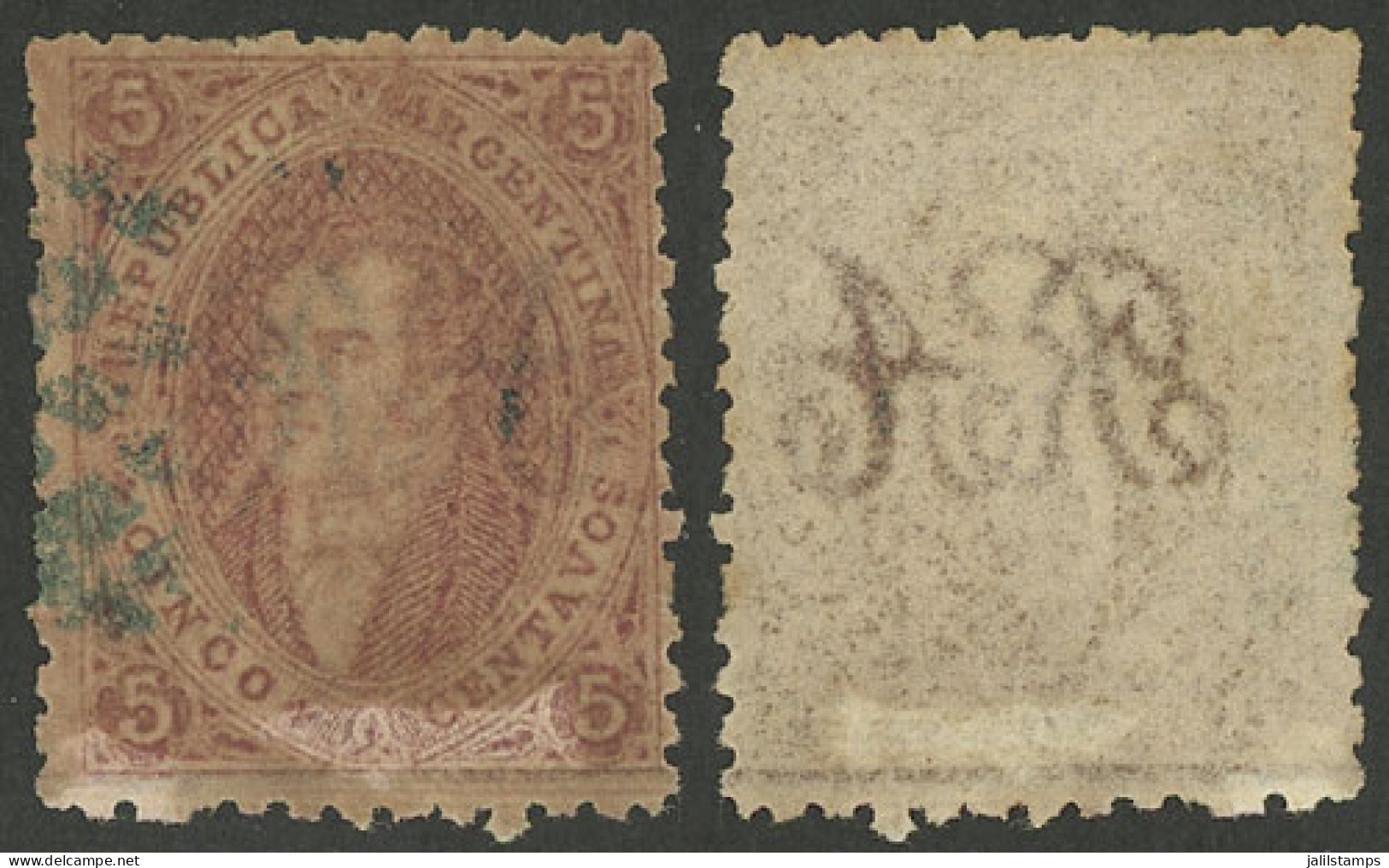 ARGENTINA: GJ.20, 3rd Printing, With Notable COLOR VARIATION Produced By The Dark Gum (that Tinted The Stamp, Producing  - Gebraucht