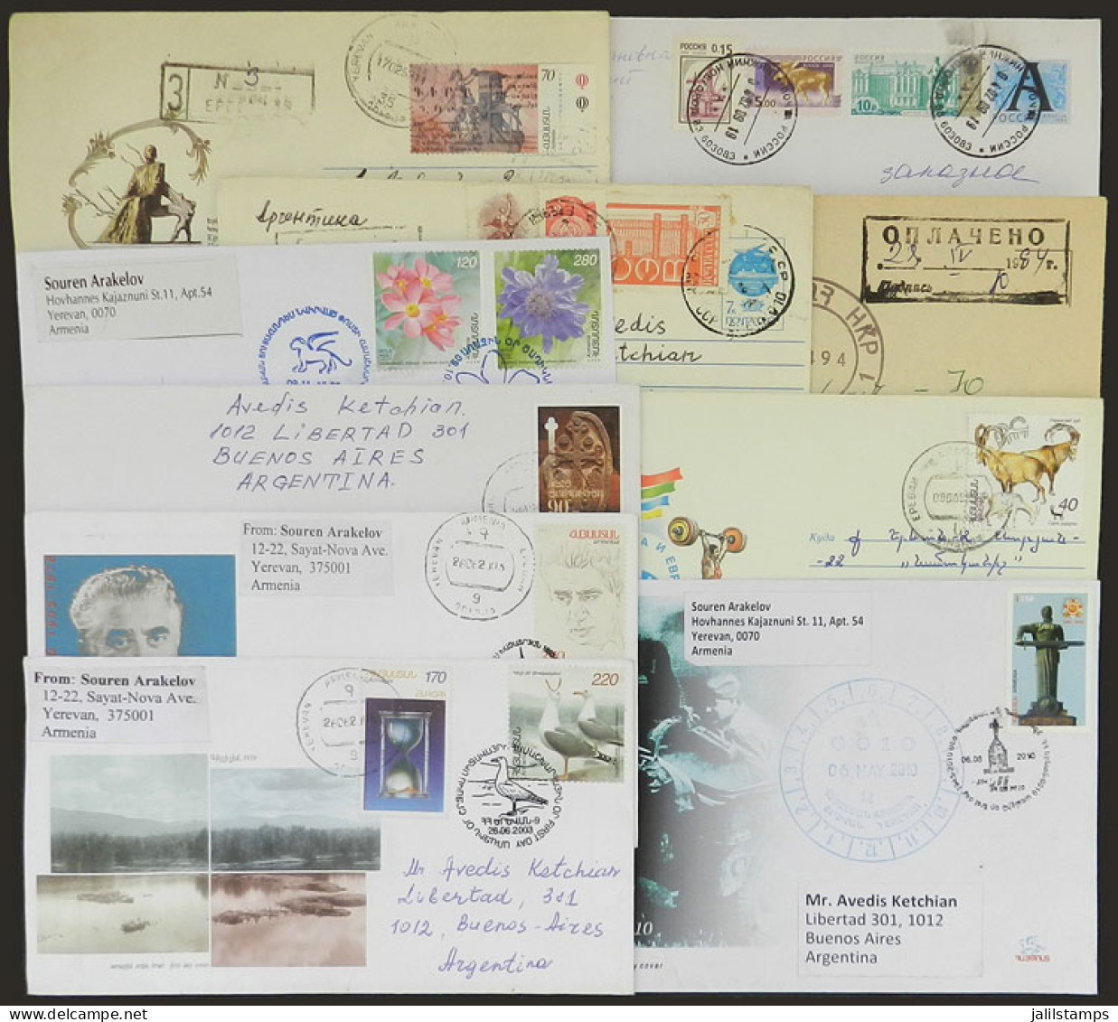 ARMENIA: 71 Modern Covers (from 1990 Onwards), Most Sent To Argentina, There Are Interesting And Attractive Postages, Go - Arménie