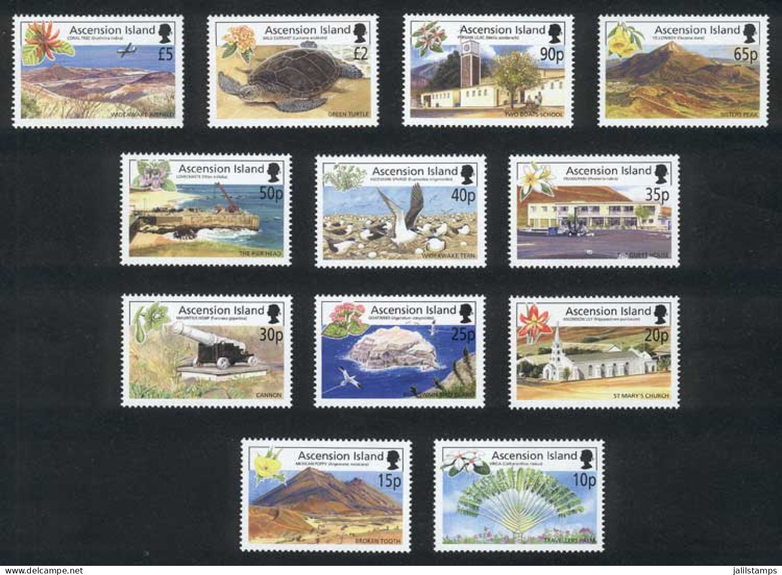 ASCENSION: Yvert 803/14, Flowers, Birds, Animals, Landscapes, Complete Set Of 12 Values, Excellent Quality! - Ascensión