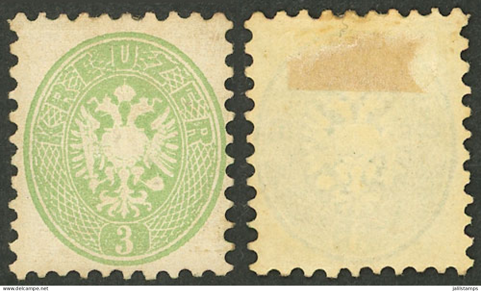 AUSTRIA: Sc.23, 1863/4 3kr. Green, Perf 9½, Mint, VF Quality! - Otros & Sin Clasificación