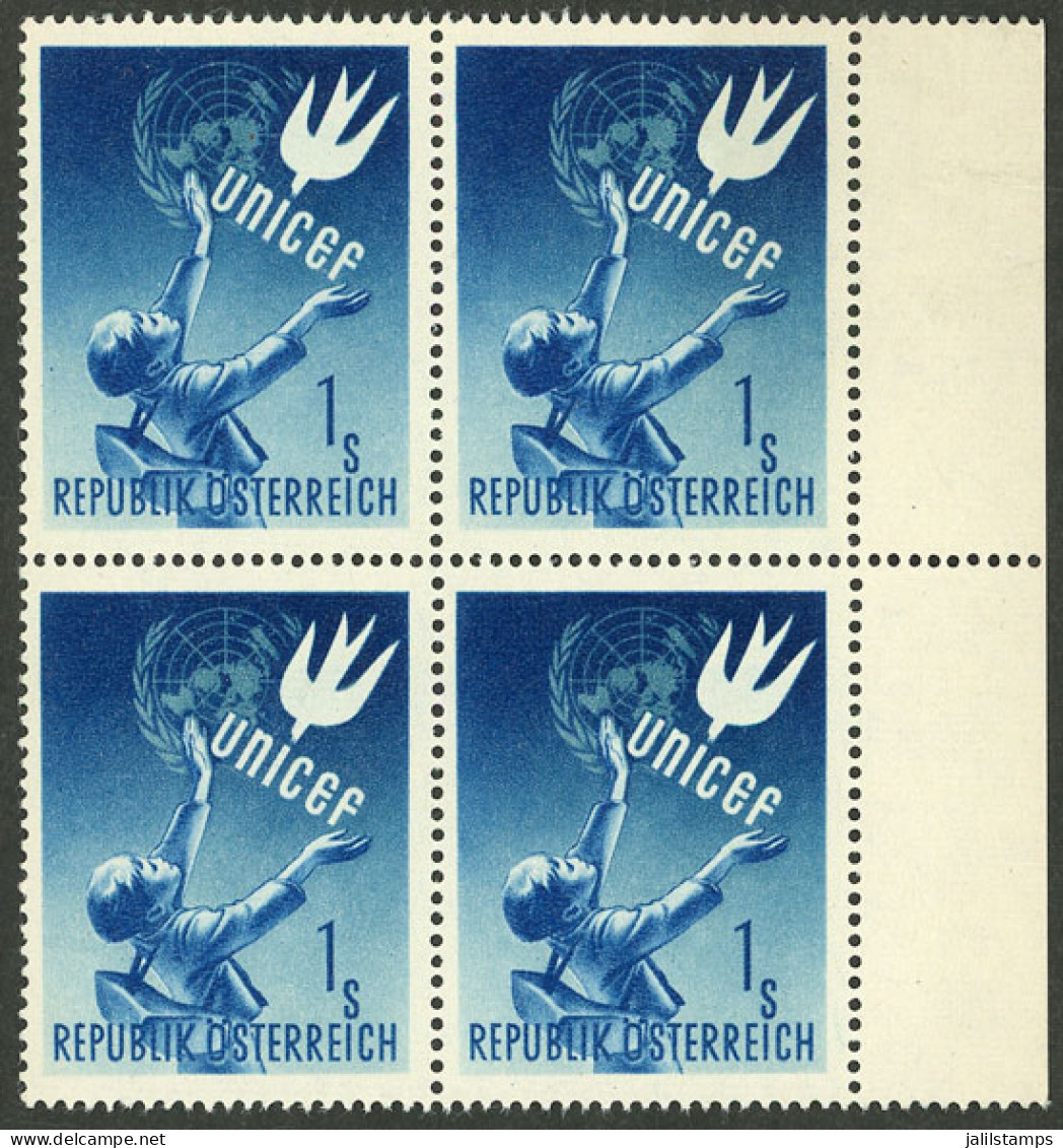 AUSTRIA: Yvert 777, 1949 UNICEF, MNH Block Of 4, Excellent Quality! - Sonstige & Ohne Zuordnung