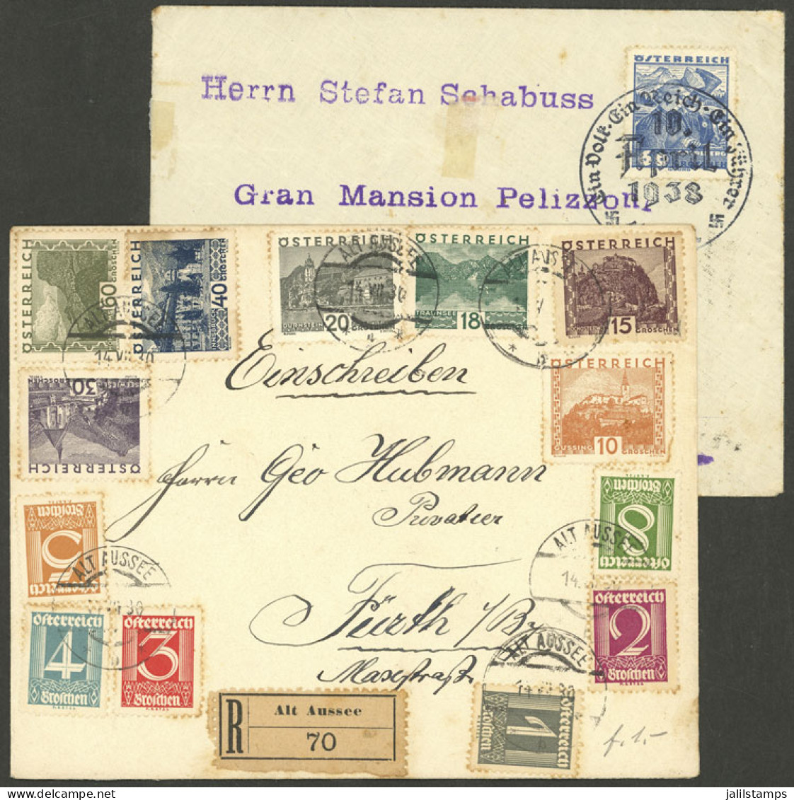 AUSTRIA: Registered Cover Sent To Germany In 1930 With Very Nice Multicolor Postage + Another Cover Of 1938 To Argentina - Altri & Non Classificati