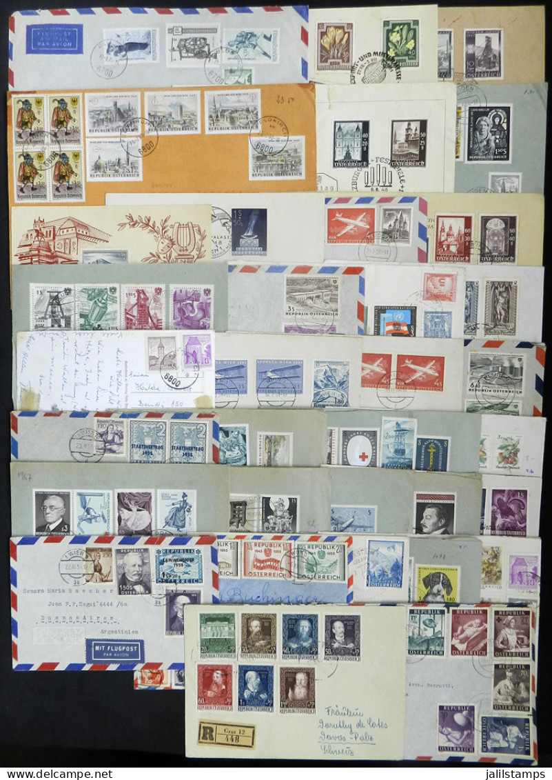 AUSTRIA: 35 Covers, Cards Etc. Of Years 1948 To 1970, Most Used With Nice Postages (including Some High Values), Some Wi - Otros & Sin Clasificación