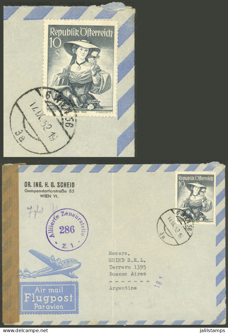 AUSTRIA: 17/SE/1952 Wien - Argentina, Airmail Cover Franked By Yvert 754A ALONE (10S. Of 1948/50), With Censor Label And - Altri & Non Classificati