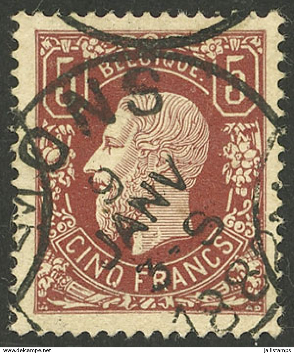 BELGIUM: Sc.39, 1875/8 5Fr. Redish Chestnut, Used, Excellent Quality! - Sonstige & Ohne Zuordnung