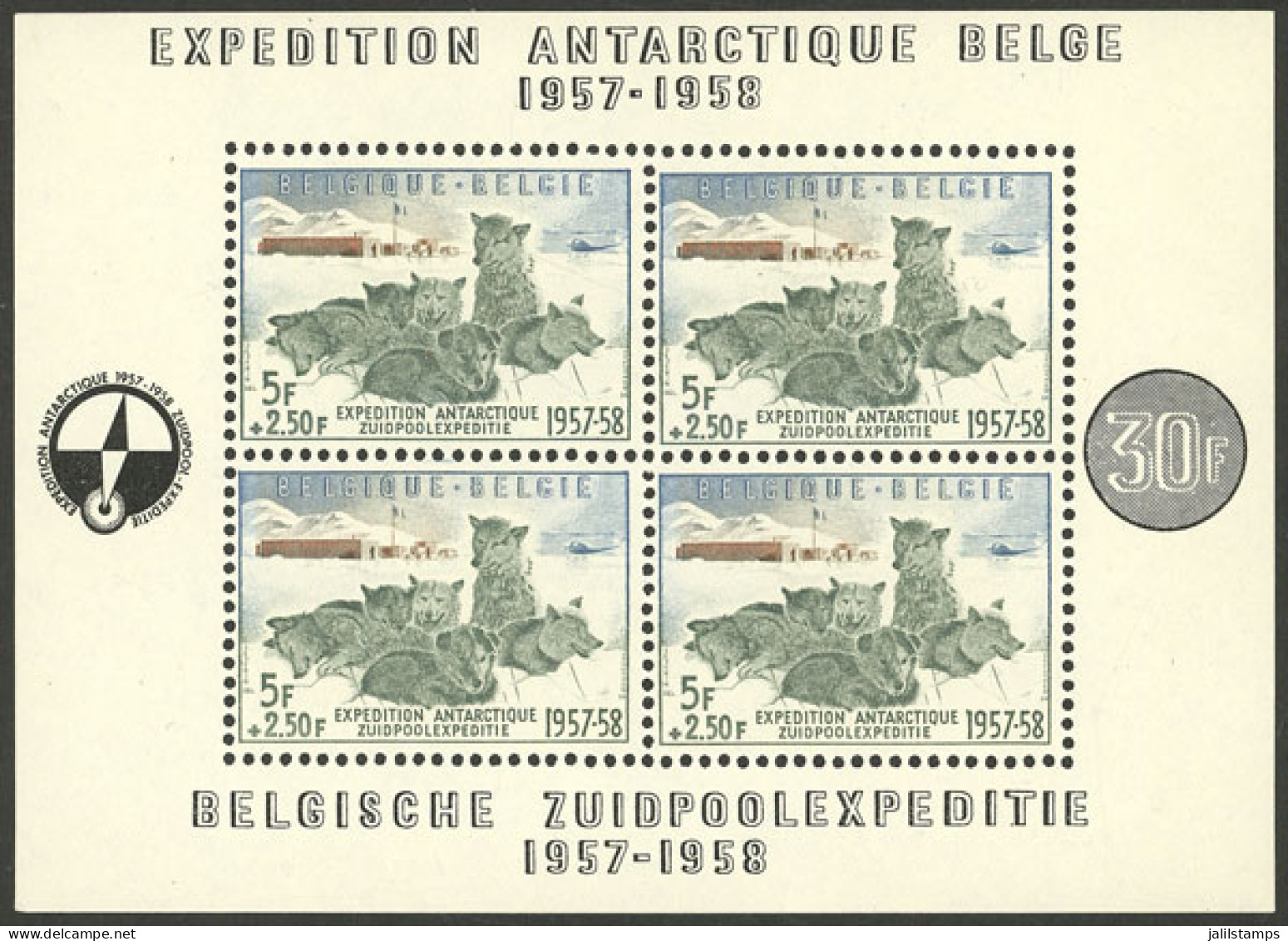 BELGIUM: Yvert 31, 1957 Antarctic Expedition, MNH, Excellent Quality! - Autres & Non Classés