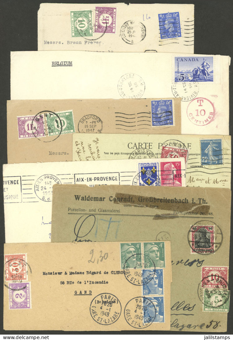 BELGIUM: MAIL WITH POSTAGE DUES: 7 Covers Sent To Belgium, All With Postage Due Stamps And/or Marks, Interesting Lot For - Otros & Sin Clasificación