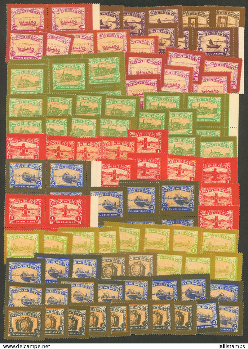 BOLIVIA: Year 1915, Guaqui - La Paz Railway, Typographed FORGERIES, Large Number (I Estimate Hundreds) Of Stamps As Sing - Bolivien