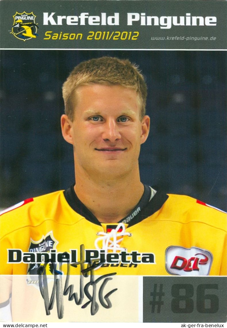 Autogramm Eishockey AK Daniel Pietta Krefeld Pinguine 11-12 KEV Leksands IF Stars Leksand ERC Ingolstadt Füchse Duisburg - Sports D'hiver
