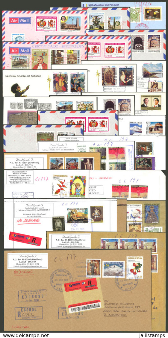 BOLIVIA: 22 Used Covers Or FDC Covers + 2 Cover Fronts, Modern, With Attractive And Very Thematic Postages, Excellent Ge - Bolivia