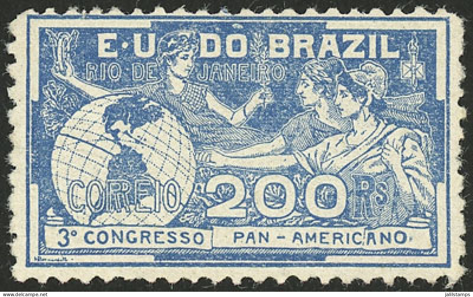 BRAZIL: Sc.173, 1906 200rs. Pan-American Congress, MNH, Very Fine Quality! - Autres & Non Classés