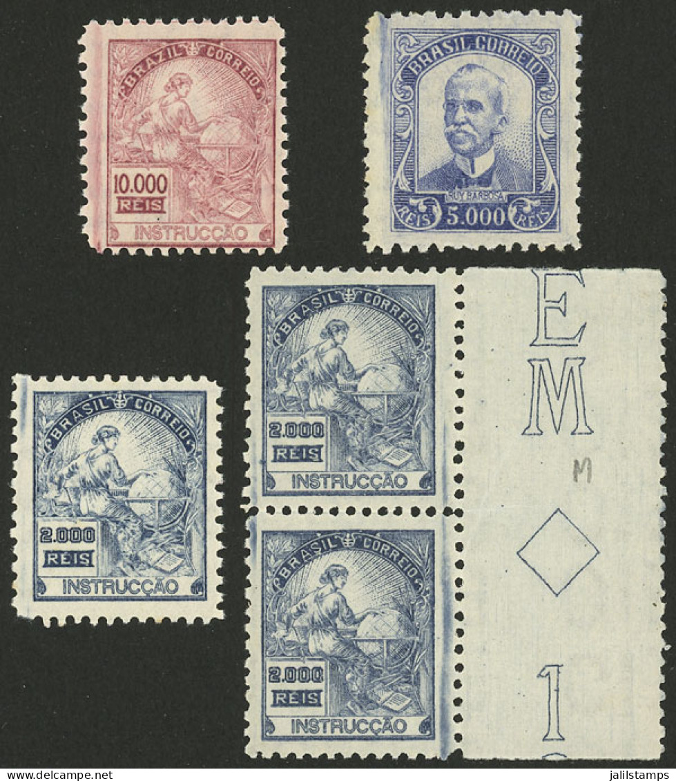 BRAZIL: Sc.458/460, 1938 Complete Set Of 3 MNH Values + Pair Of 2000rs. (with Sheet Margin), VF! - Sonstige & Ohne Zuordnung