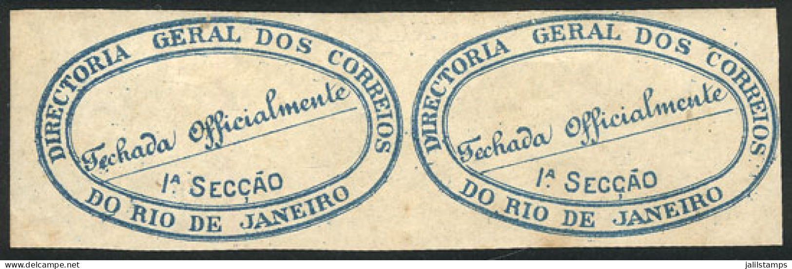 BRAZIL: Label Used By The Post To Seal Correspondence Received With Tears Or Damaged, Pair, Mint Original Gum, VF Qualit - Otros & Sin Clasificación