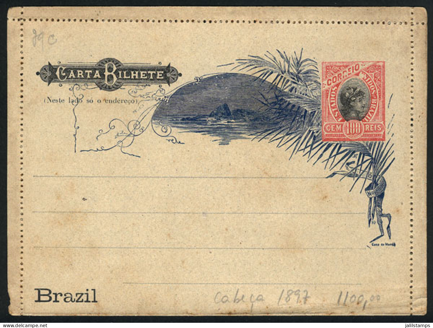 BRAZIL: RHM.CB-67, Lettercard, 1897 Issue, With 33 Inner Lines, VF Quality, Catalog Value 1,100Rs. - Other & Unclassified