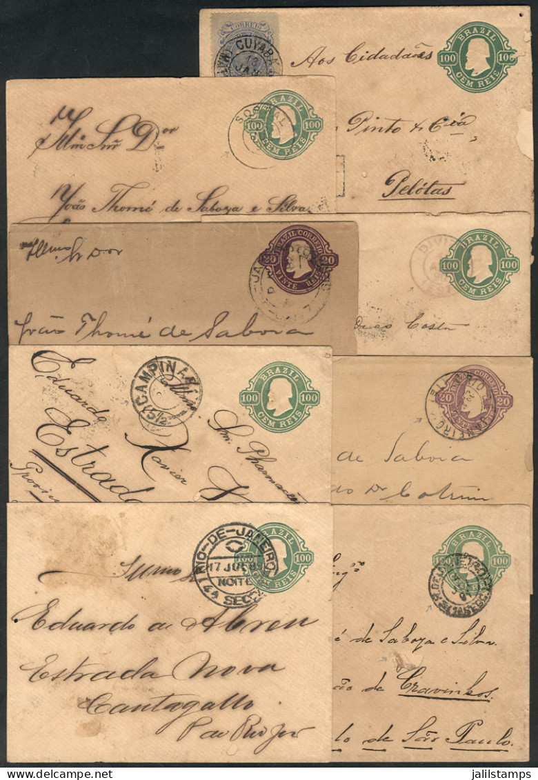 BRAZIL: 8 Postal Stationeries Used Between 1889 And 1891, One Registered (uprated With Sc.300b, US$150 On Cover!), With  - Otros & Sin Clasificación