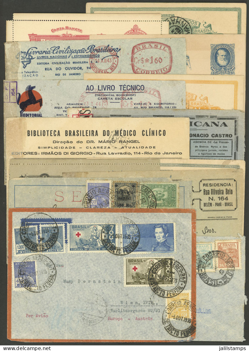 BRAZIL: 14 Covers Or Postal Stationeries Used Between 1895 And 1945, Including Several Airmail And/or Censored, Nice Pos - Other & Unclassified