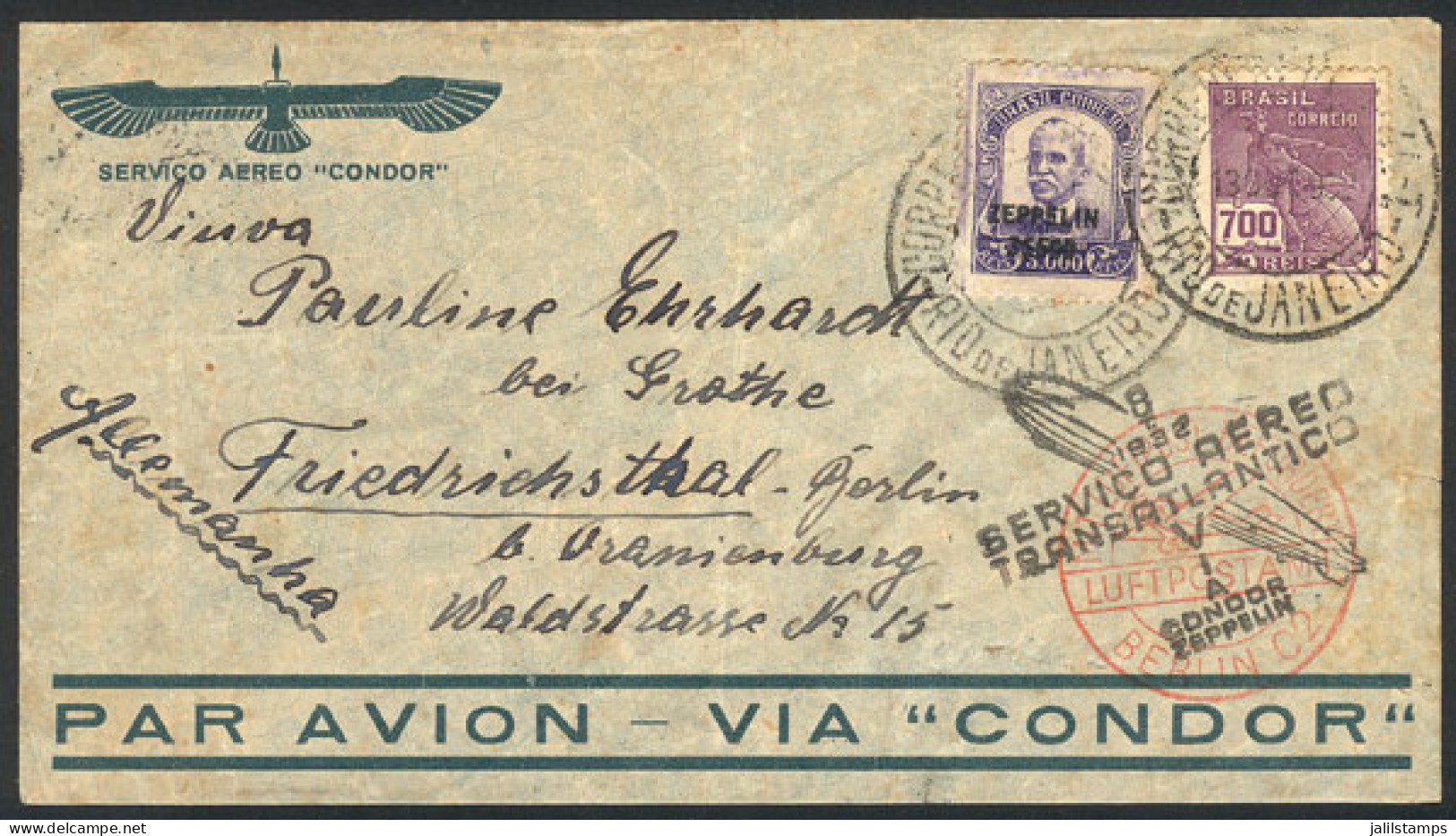 BRAZIL: Cover Flown Via ZEPPELIN From Rio To Germany On 13/OC/1932, VF Quality! - Autres & Non Classés