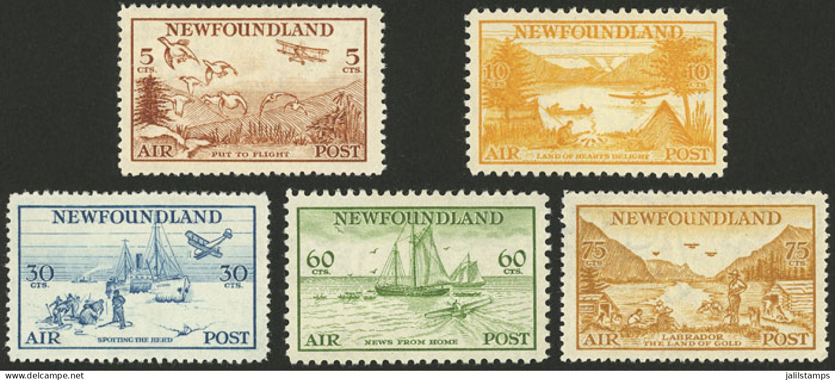 CANADA: Sc.C13/C17, 1933 Birds, Airplanes And Ships, Complete Set Of 5 Values, Mint Lightly Hinged, VF Quality, Catalog  - Altri & Non Classificati