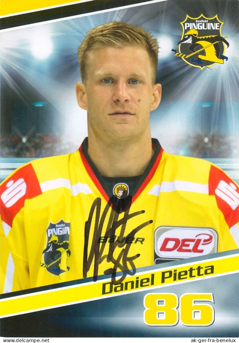 Autogramm Eishockey AK Daniel Pietta Krefeld Pinguine 15-16 KEV Leksands IF Stars Leksand ERC Ingolstadt Füchse Duisburg - Sport Invernali