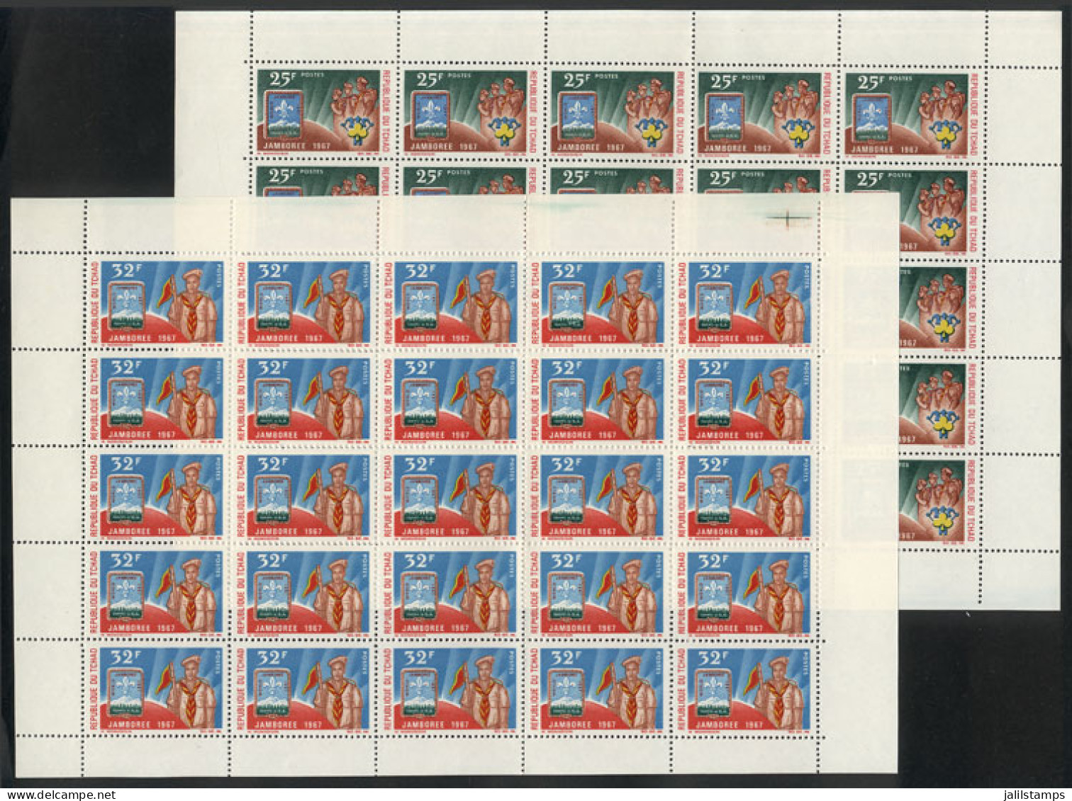 CHAD: Sc.144/145, 1967 Scouts, Cmpl. Set Of 2 Values In Sheets Of 25, MNH, VF Quality! - Ciad (1960-...)