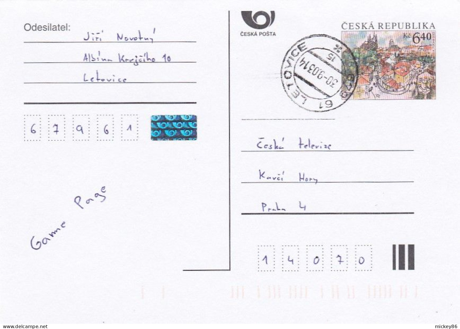 Tchéquie--entier Carte Postale ---  2003...de LETOVICE  Pour  PRAHA - Cartes Postales