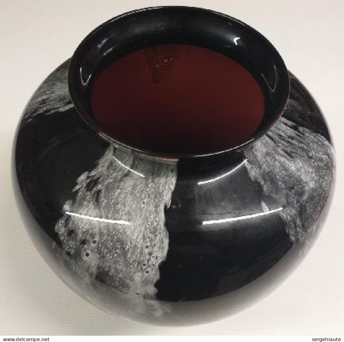 Vase En Verre Noir Années 1970 - Vases