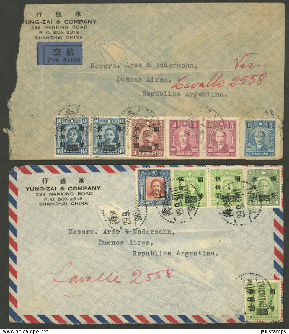 CHINA: 11/JUL And 29/SE/1947 Shanghai - Argentina, Airmail Covers With Nice Postages, In The Cover Of 29/SE Stamps Of Th - Altri & Non Classificati