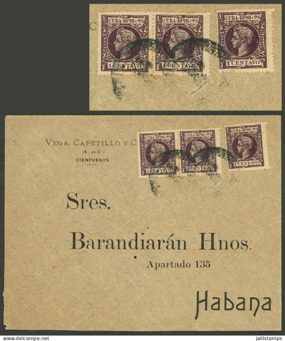 CUBA: Old Cover Sent From Cienfuegos To Habana Franked With 3c., Back Flap Missing Else Excellent! - Sonstige & Ohne Zuordnung
