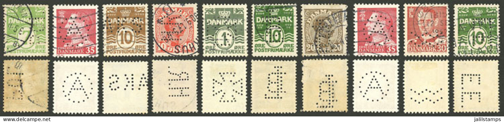 DENMARK: Small Group Of Stamps With Attractive PERFINS! - Otros & Sin Clasificación