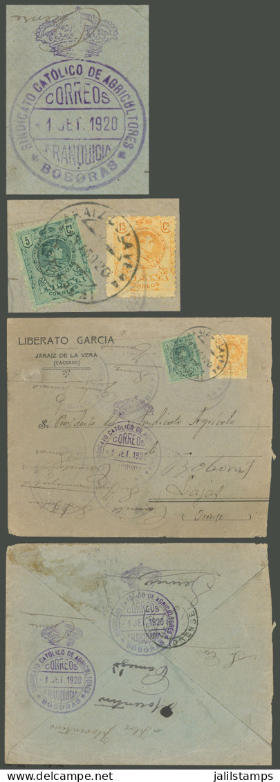 SPAIN: INTERESTING FREE FRANK MARK: Cover Franked With 20c. And Sent From JARAIZ DE LA VERA (Cáceres) To Boborás On 17/A - Otros & Sin Clasificación