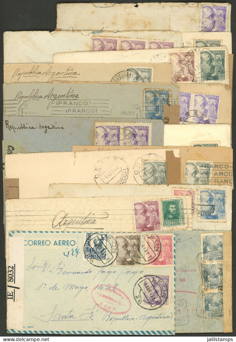 SPAIN: 15 Covers Sent To Argentina Between 1939 And 1945 With Attractive CENSOR Marks, Several Airmail, Most Of Very Fin - Sonstige & Ohne Zuordnung