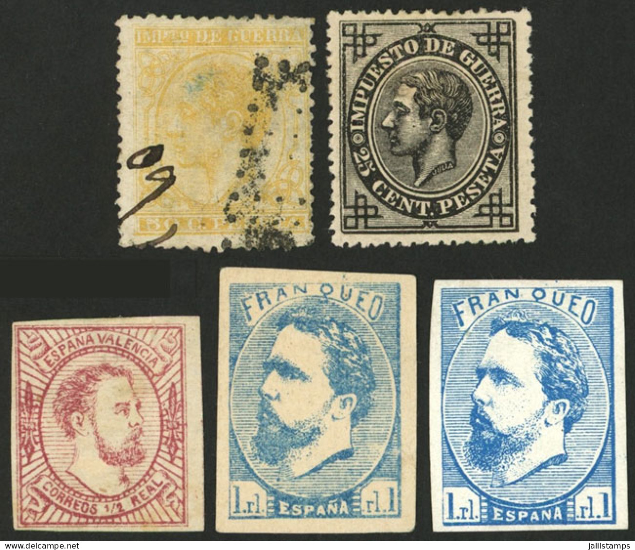 SPAIN: Small Lot Of Old Stamps (Carlists And War Tax), Some With Minor Defects, Others Of VF Quality, Yvert Catalog Valu - Otros & Sin Clasificación