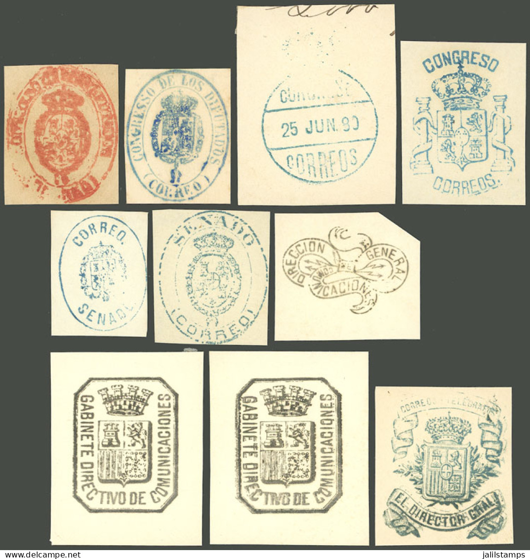 SPAIN: Small Lot Of Old Fragments With Free Frank Marks: Diputados, Senadores, Director De Correos, Etc., VF Quality! - Unclassified