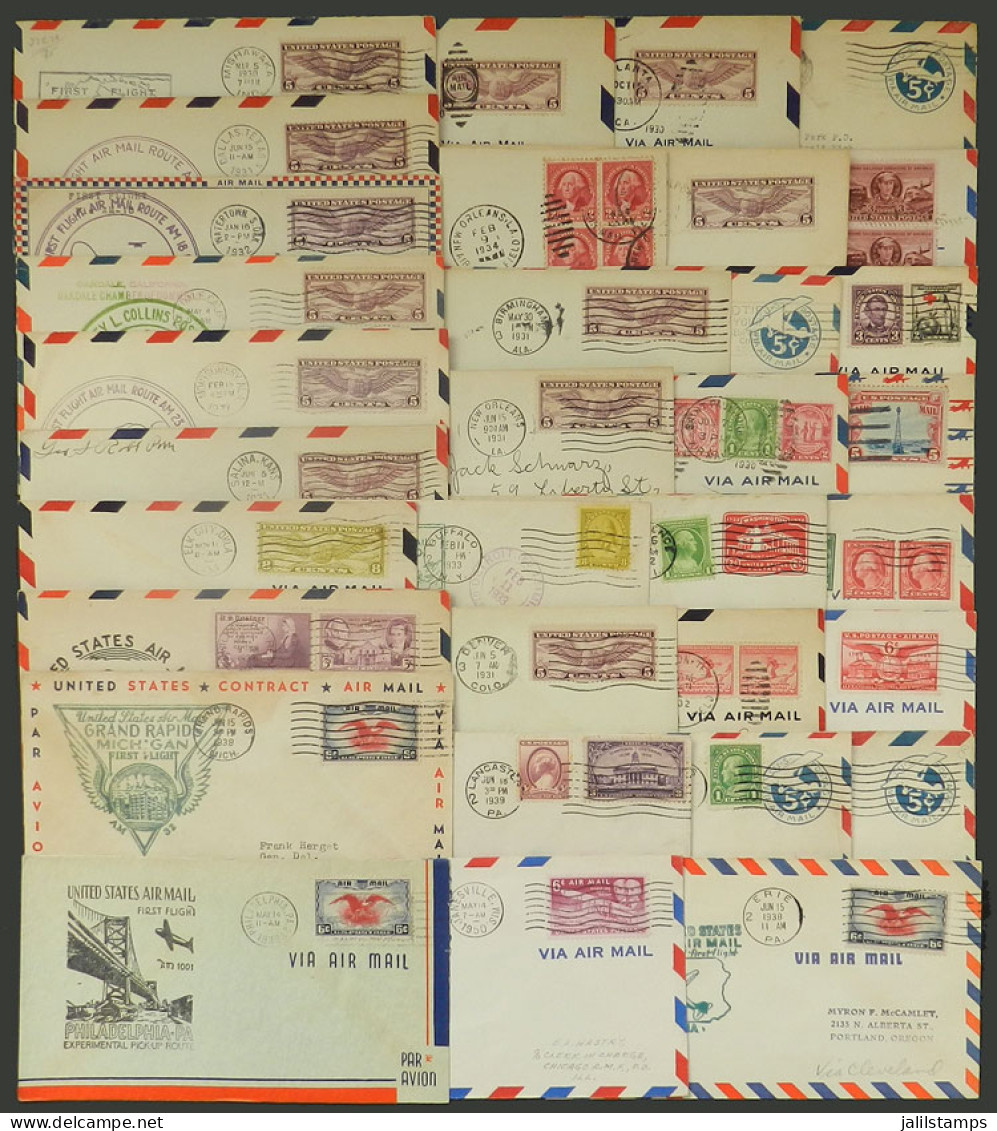 UNITED STATES: FIRST FLIGHTS, Etc.: 33 Covers Flown Between 1929 And 1950, Wide Variety, Very Fine General Quality, Good - Otros & Sin Clasificación