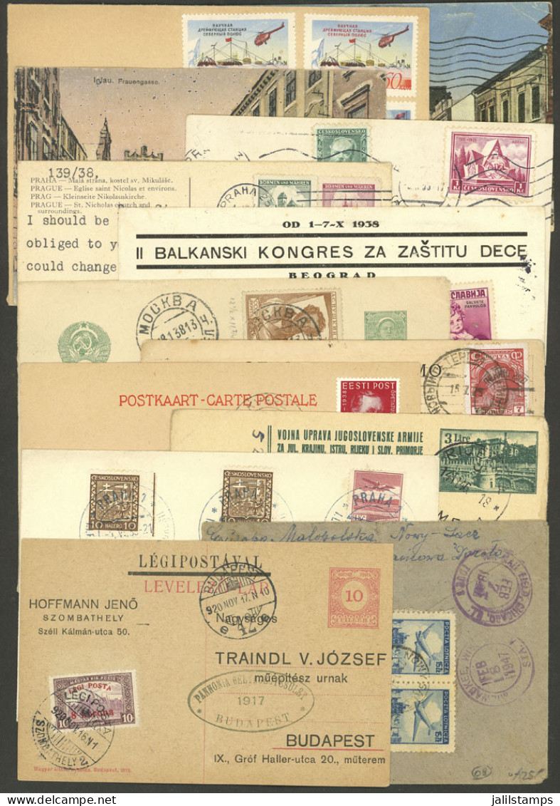 EAST EUROPE: COUNTRIES OF EASTERN EUROPE: 13 Covers Or Cards Of Years 1920 To 1958, Including Some Flights, Also Interes - Sonstige - Europa