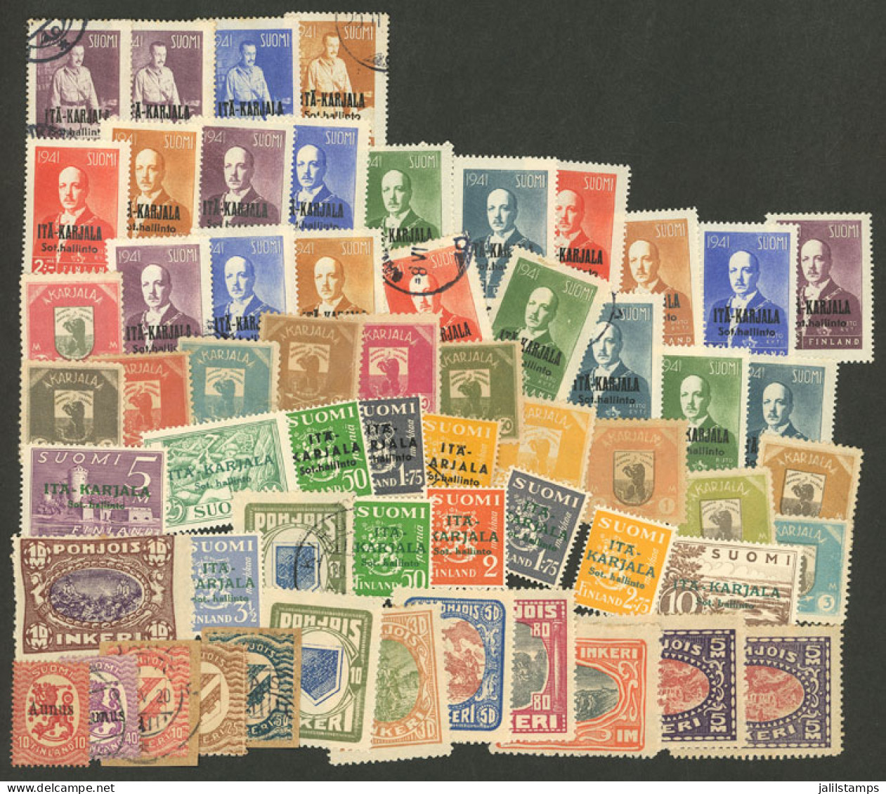 FINLAND: Aunus, Carelia, Ingria: Interesting Lot Of Used Or Mint Stamps (some Without Gum), In General Of Fine Quality.  - Sonstige & Ohne Zuordnung