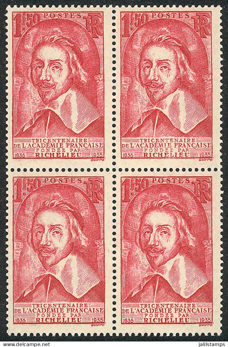 FRANCE: Sc.304, 1935 Cardinal Richelieu, MNH Block Of 4, Excellent Quality. Catalog Value US$280, Superb! - Sonstige & Ohne Zuordnung