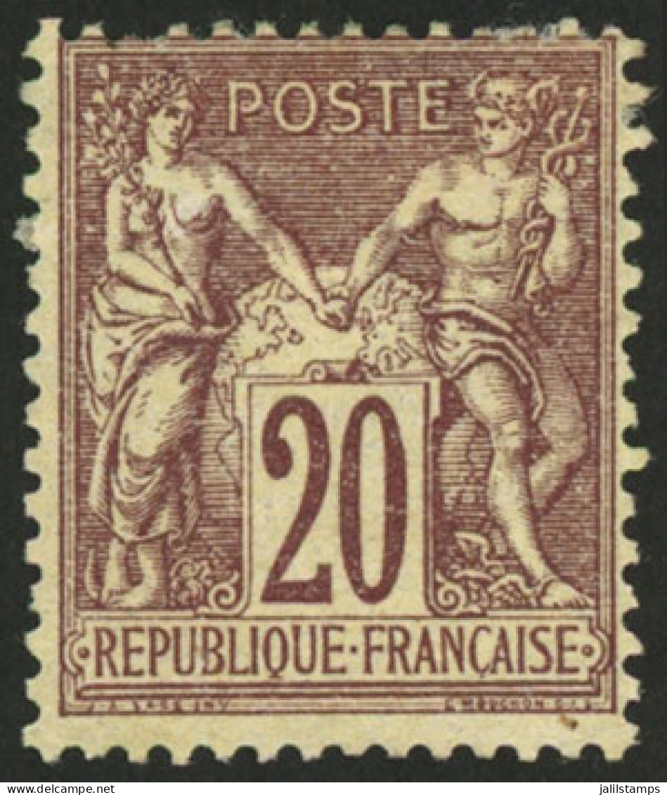 FRANCE: Yvert 67, 1876/8 20c. Lilac-chestnut, Lightly Hinged, Fine Quality, Catalog Value Euros 825. - Other & Unclassified