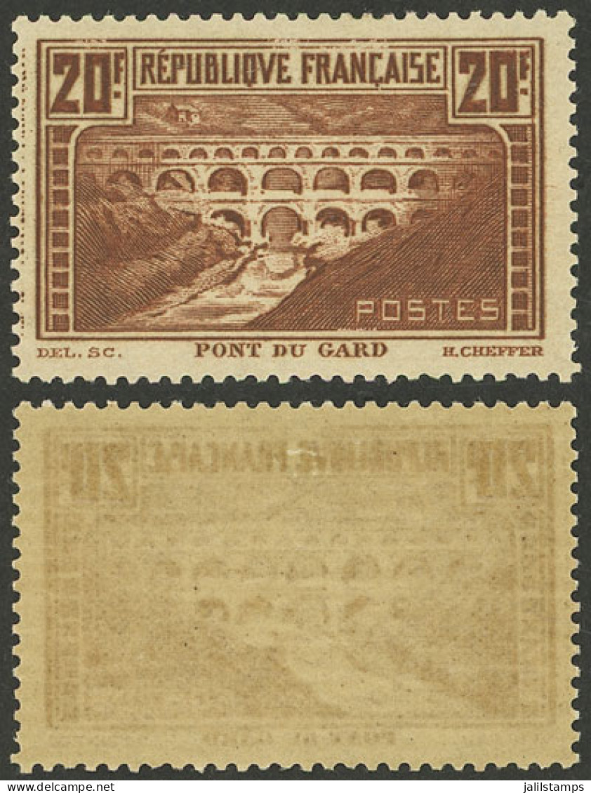 FRANCE: Yvert 262c, 1929/31 20Fr. "Pont Du Gard" Type IIA, Mint With Very Light Hinge Mark, Excellent Quality!" - Sonstige & Ohne Zuordnung