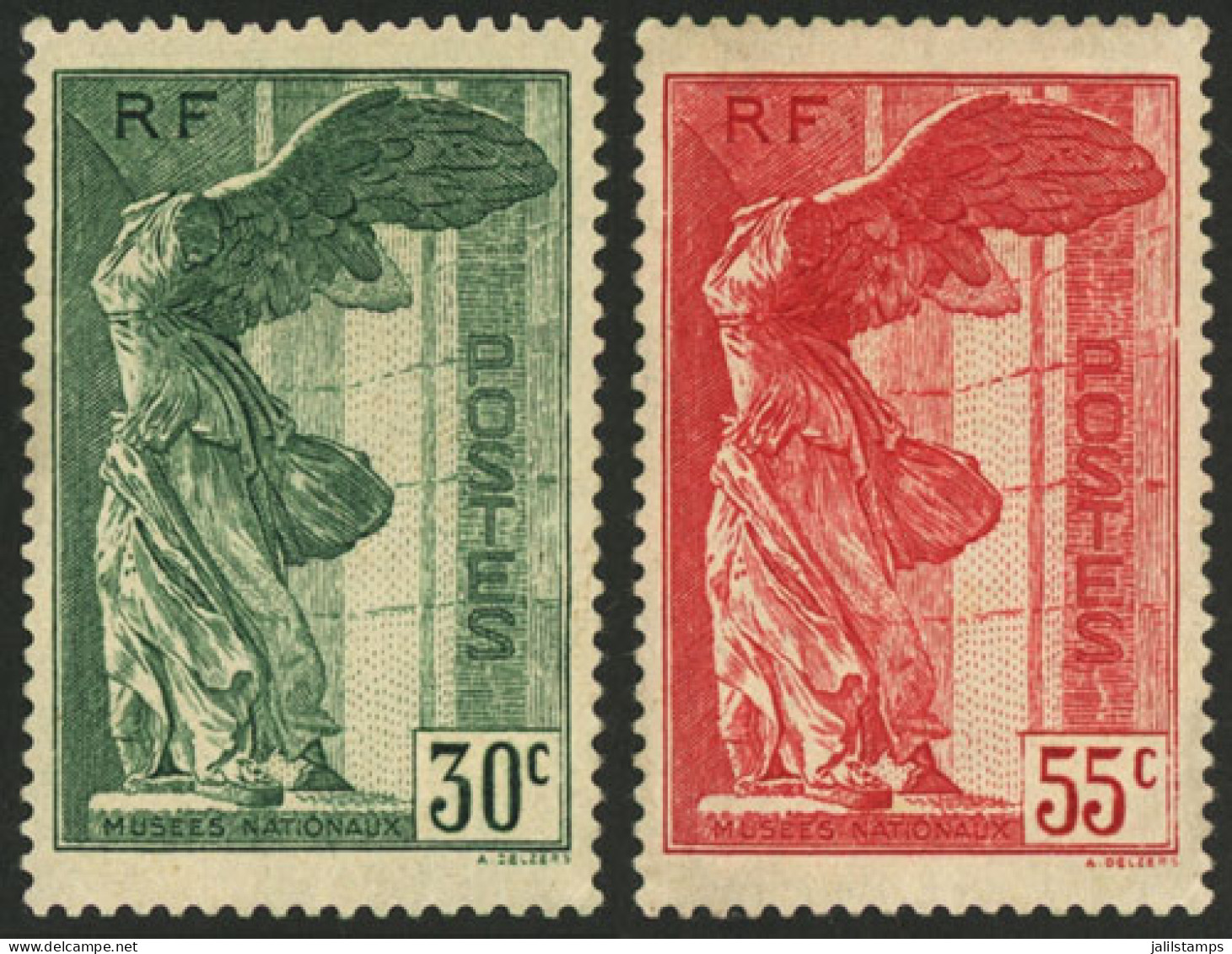 FRANCE: Yvert 354/5, 1937 Winged Victory Of Samothrace, Set Of 2 Mint Values, VF Quality, Catalog Value Euros 170. - Autres & Non Classés