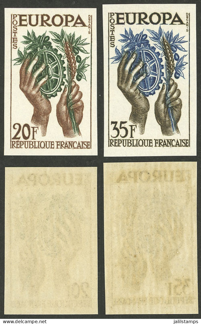 FRANCE: Yvert 1122/23, 1957 Topic Europa, The Set Of 2 IMPERFORATE Values, MNH, Very Fine Quality! - Autres & Non Classés